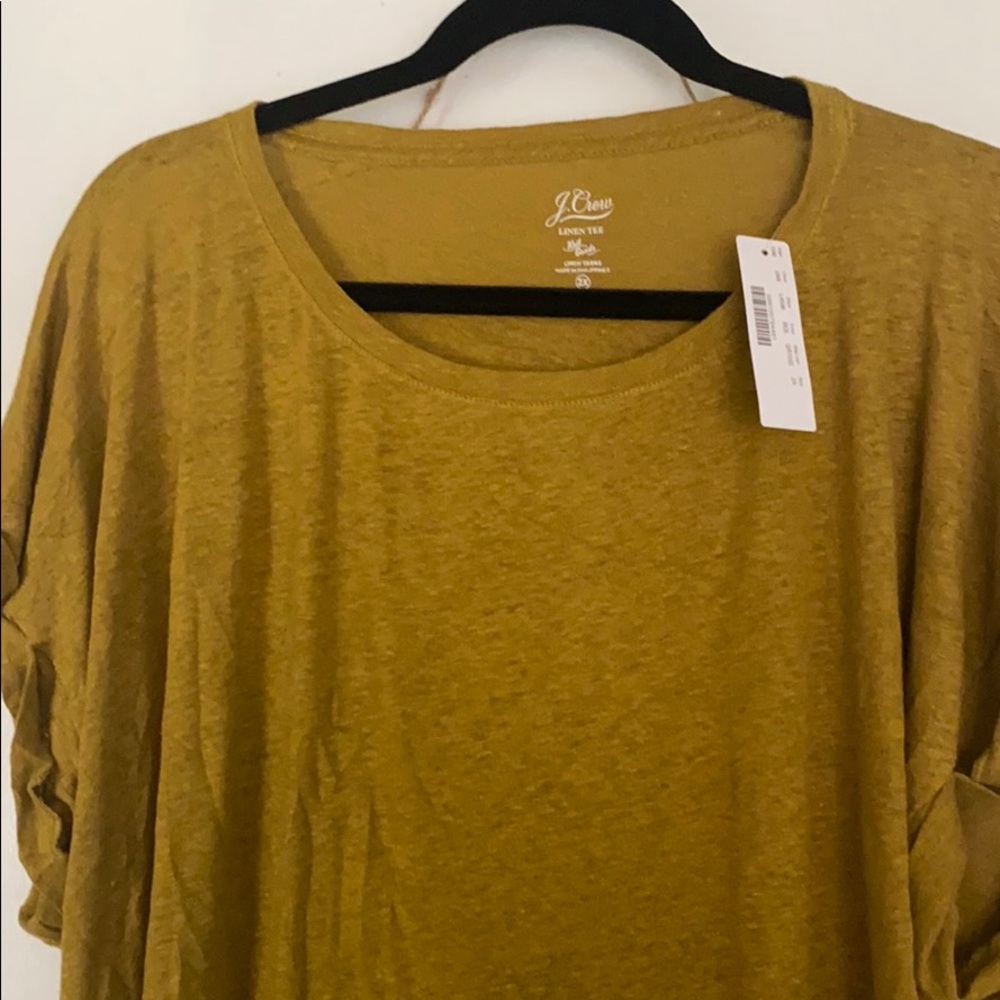NWT J.Crew Linen Roll Sleeve Tee 2X